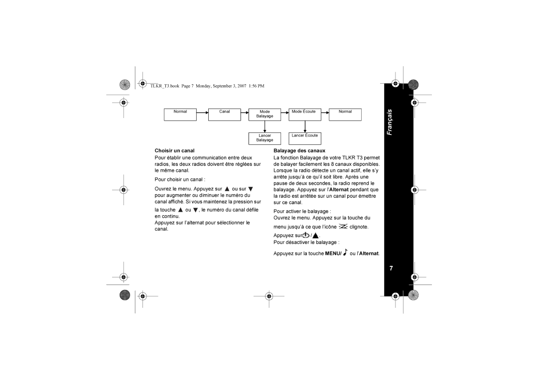 Motorola TLKR T3 owner manual TLKRT3.book Page 7 Monday, September 3, 2007 156 PM 