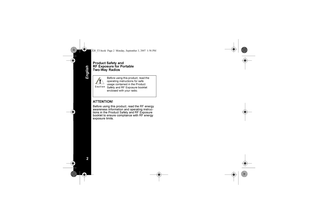 Motorola TLKR T3 owner manual Product Safety RF Exposure for Portable Two-Way Radios 