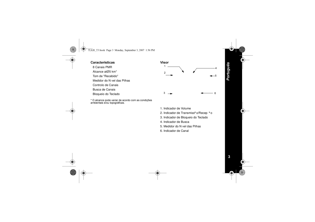 Motorola TLKR T3 owner manual Características, Visor 