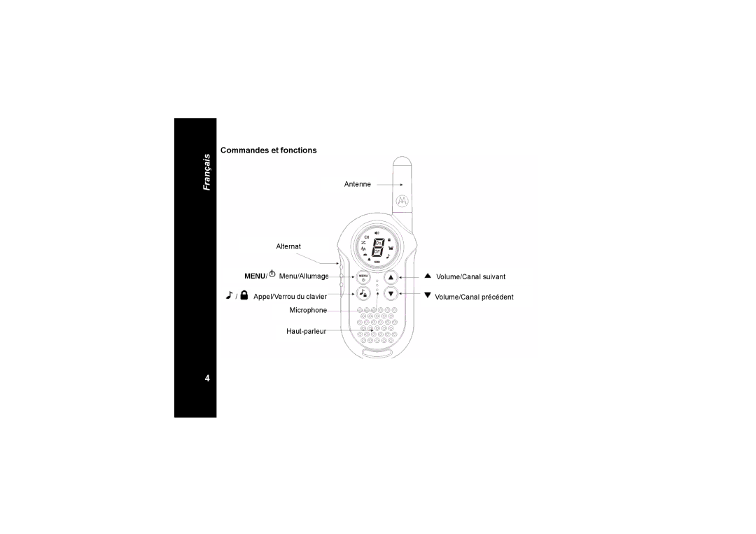 Motorola TLKR T4 owner manual Commandes et fonctions 