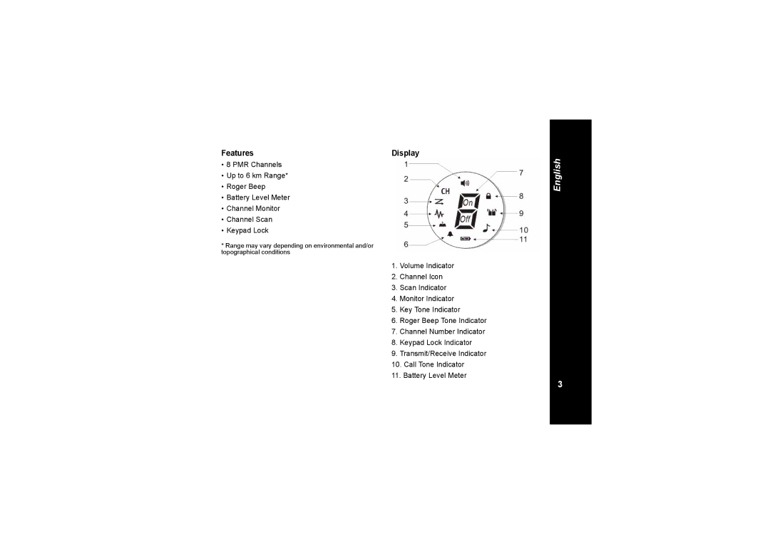 Motorola TLKR T4 owner manual Features, Display 