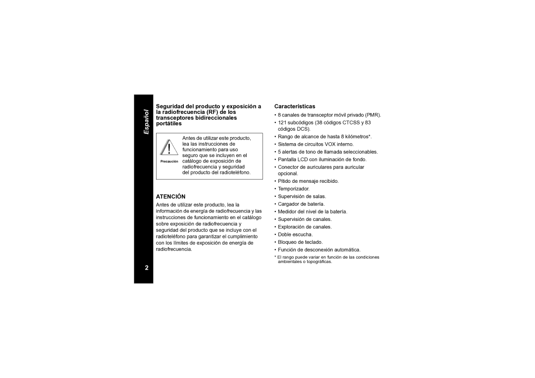 Motorola TLKR T6 owner manual Canales de transceptor móvil privado PMR, Subcódigos 38 códigos Ctcss y, Códigos DCS 