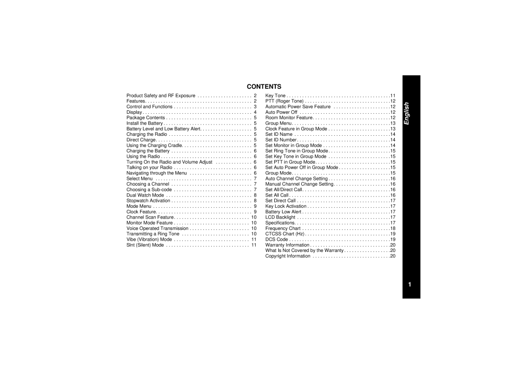 Motorola TLKR T8 owner manual Contents 