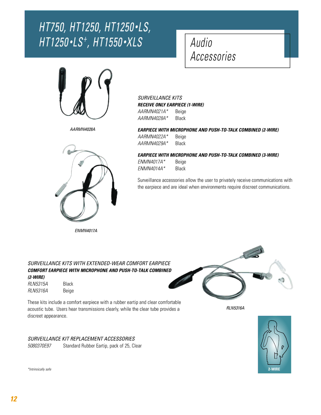 Motorola TM HT1250 Surveillance Kits with EXTENDED-WEAR Comfort Earpiece, Surveillance KIT Replacement Accessories 