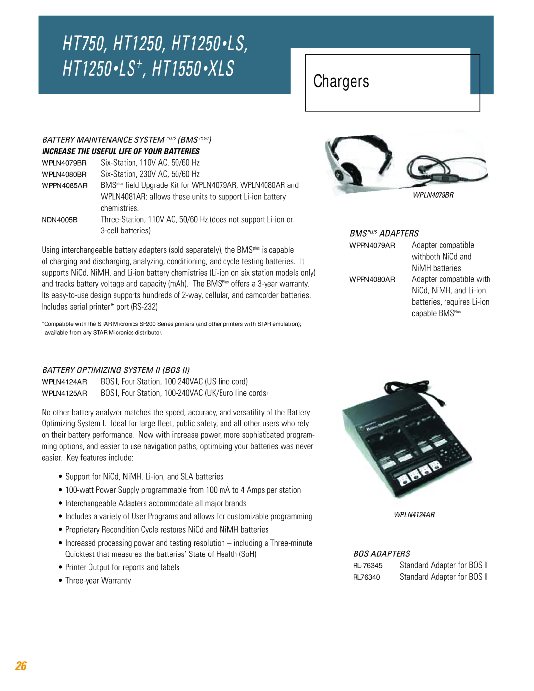 Motorola TM HT1250 Battery Maintenance System Plus BMS Plus, Battery Optimizing System II BOS, BMS Plus Adapters 