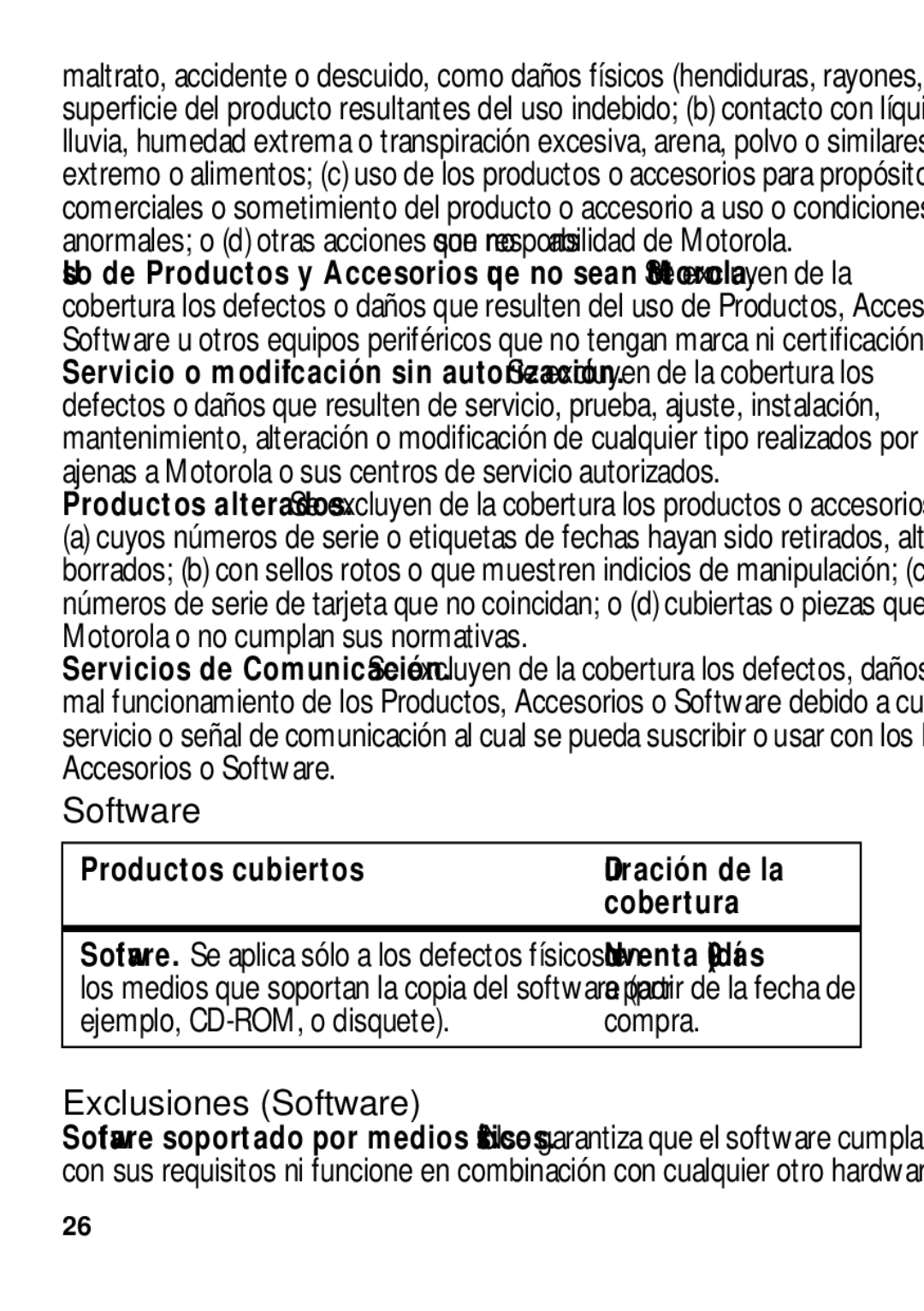 Motorola TX500 manual Productos cubiertos, Cobertura 