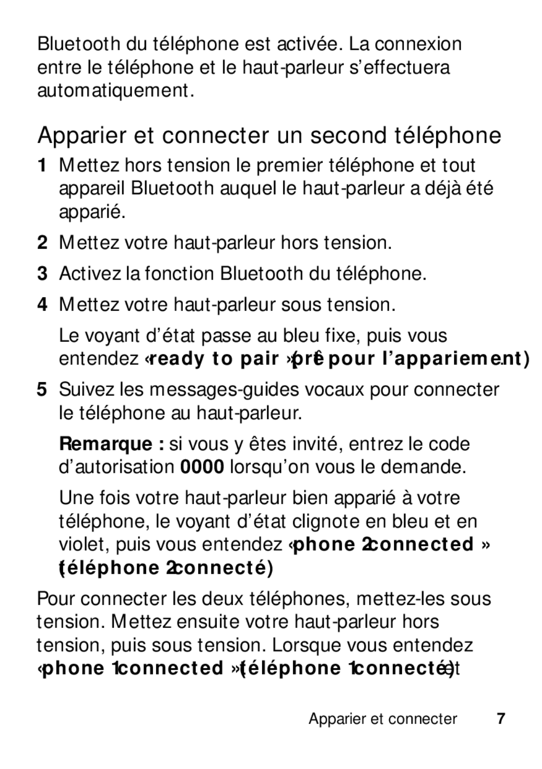 Motorola TX500 manual Apparier et connecter un second téléphone 