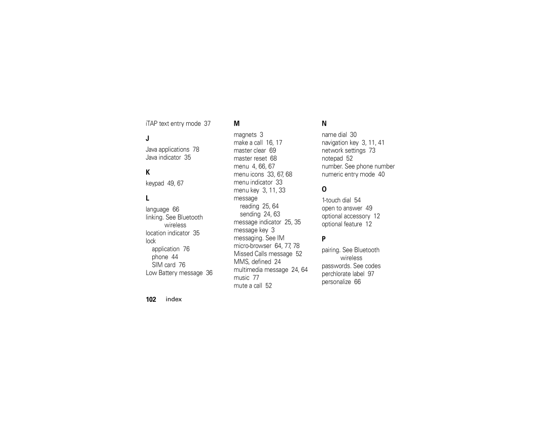 Motorola U6 manual ITAP text entry mode, Keypad 49 Language 