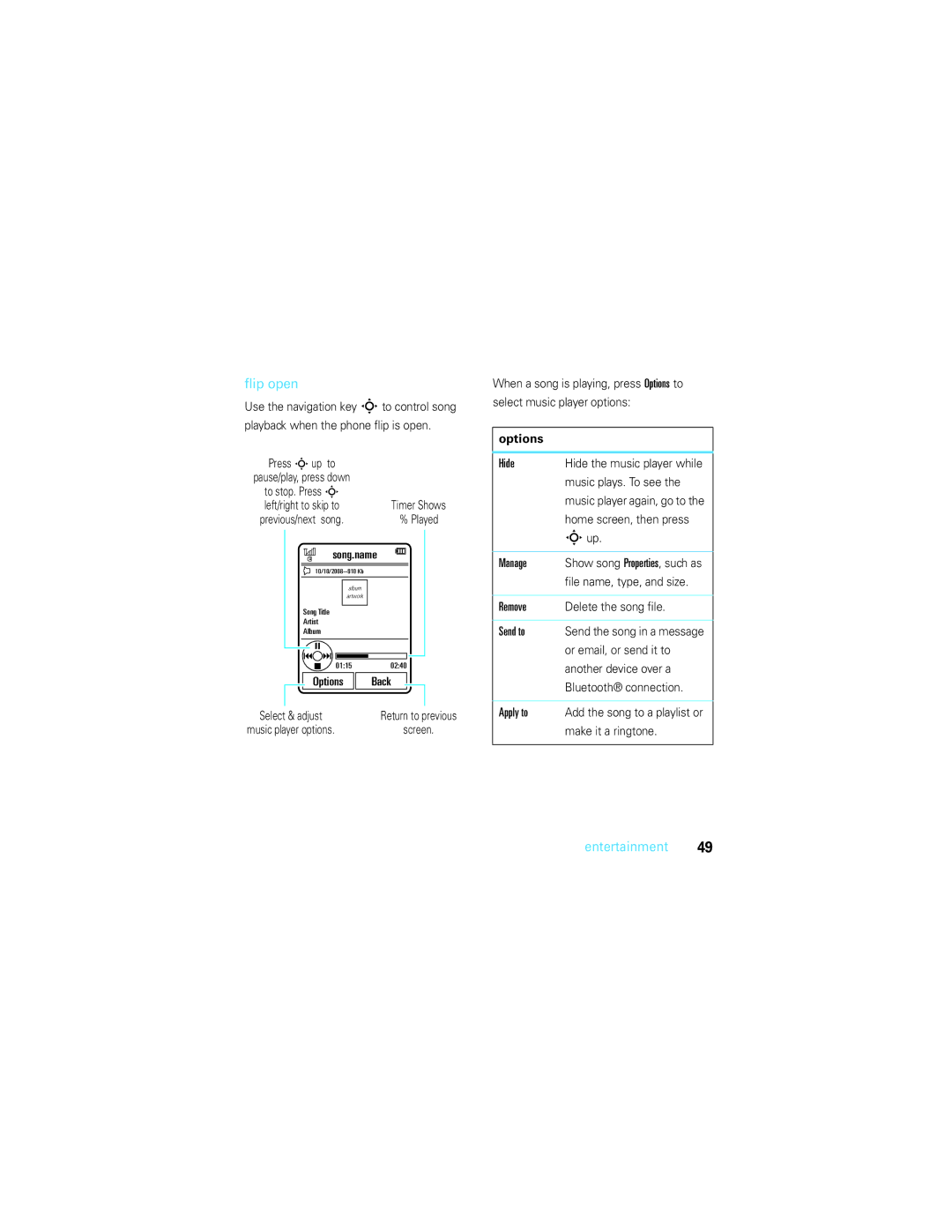 Motorola U9 manual Flip open 