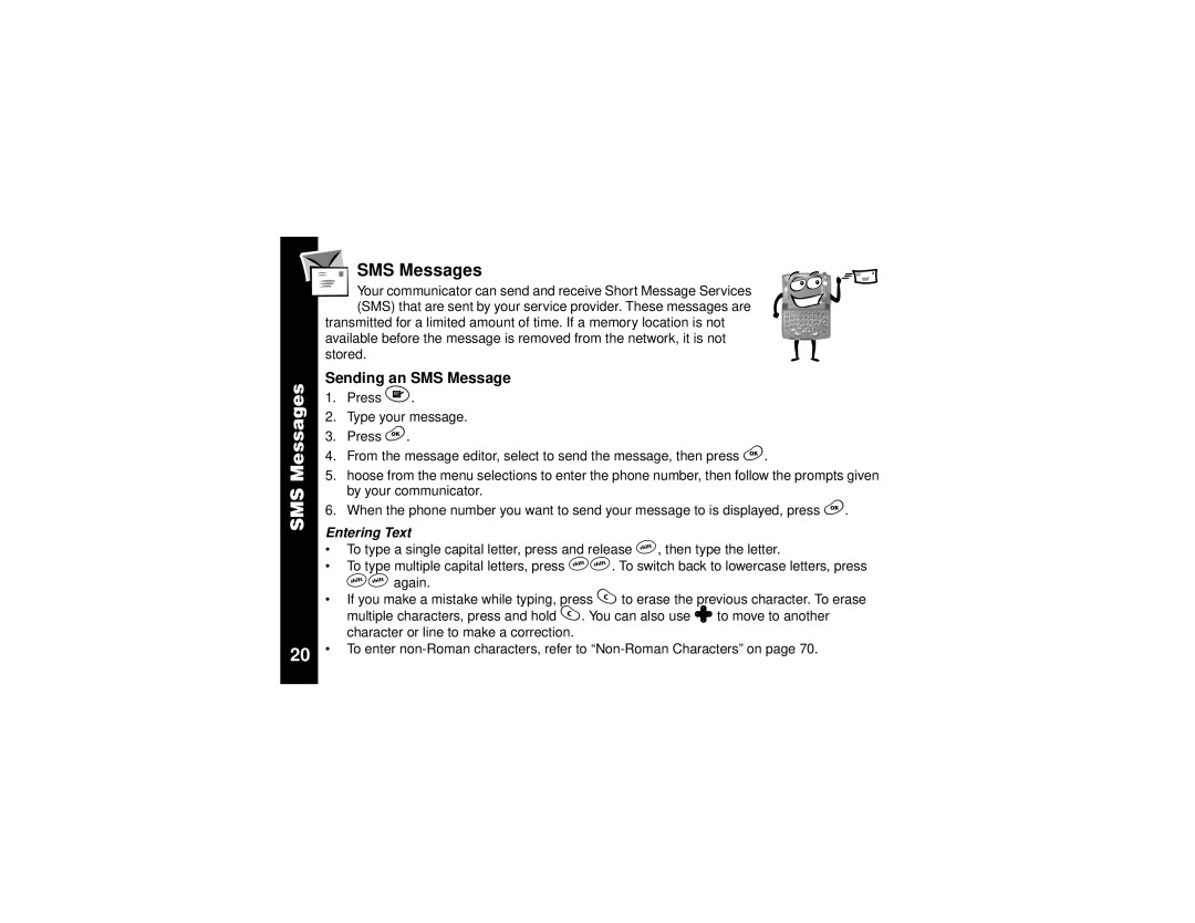 Motorola V.100 manual SMS Messages, Sending an SMS Message, Entering Text 