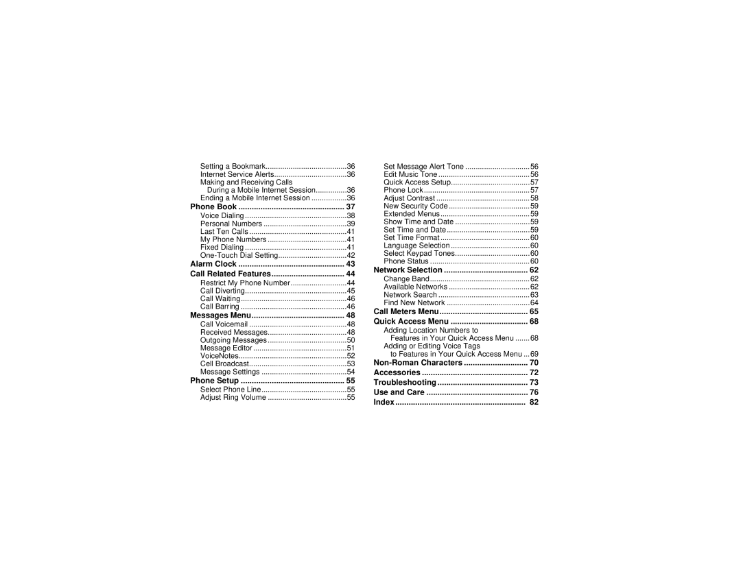 Motorola V.100 manual Alarm Clock Call Related Features 