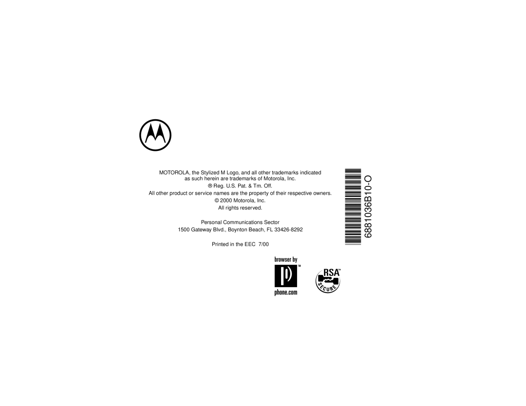 Motorola V.100 manual @6881036B10@ 6881036B10-O 