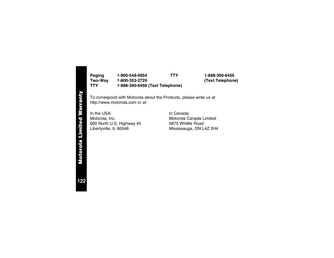 Motorola V100 manual 122, Paging 