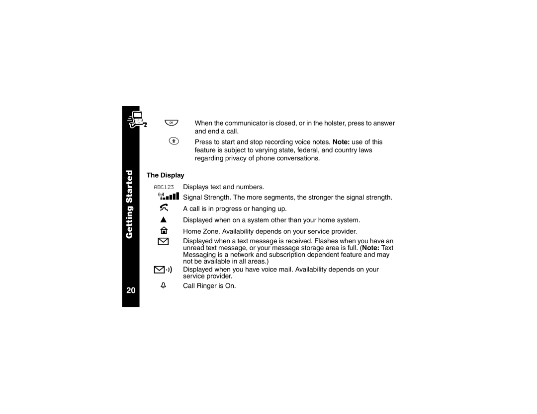 Motorola V100 manual Display 