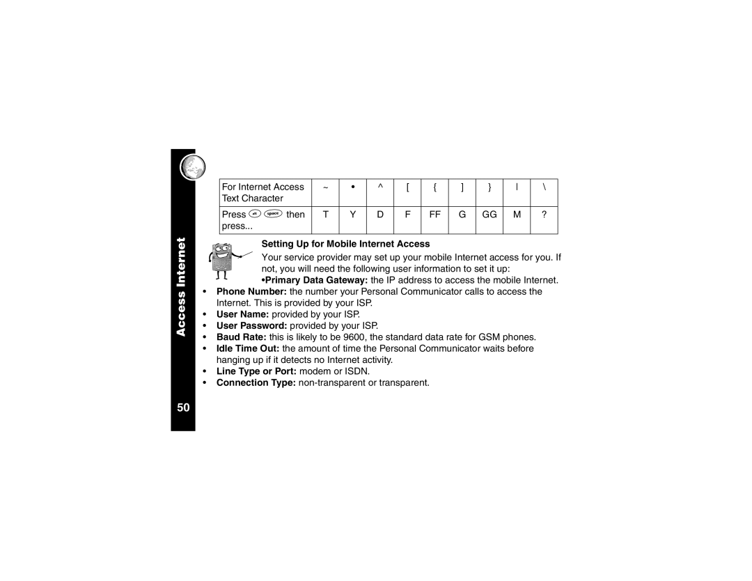 Motorola V100 manual Setting Up for Mobile Internet Access, Line Type or Port modem or Isdn 