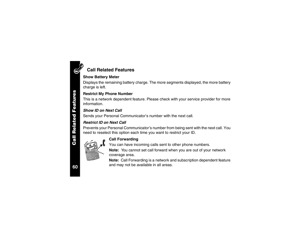 Motorola V100 manual Call Related Features, Show ID on Next Call, Restrict ID on Next Call 