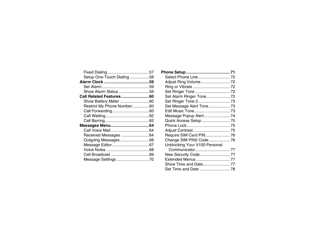 Motorola V100 manual Fixed Dialing 