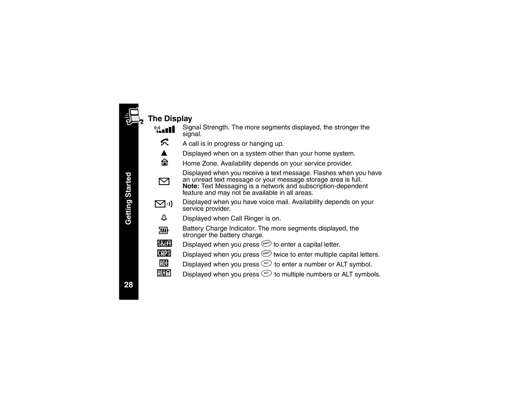 Motorola V101 manual Display 