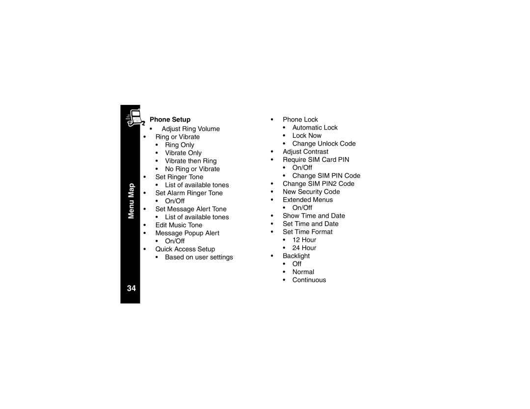 Motorola V101 manual Phone Setup 