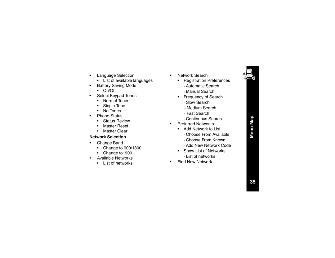 Motorola V101 manual Network Selection 