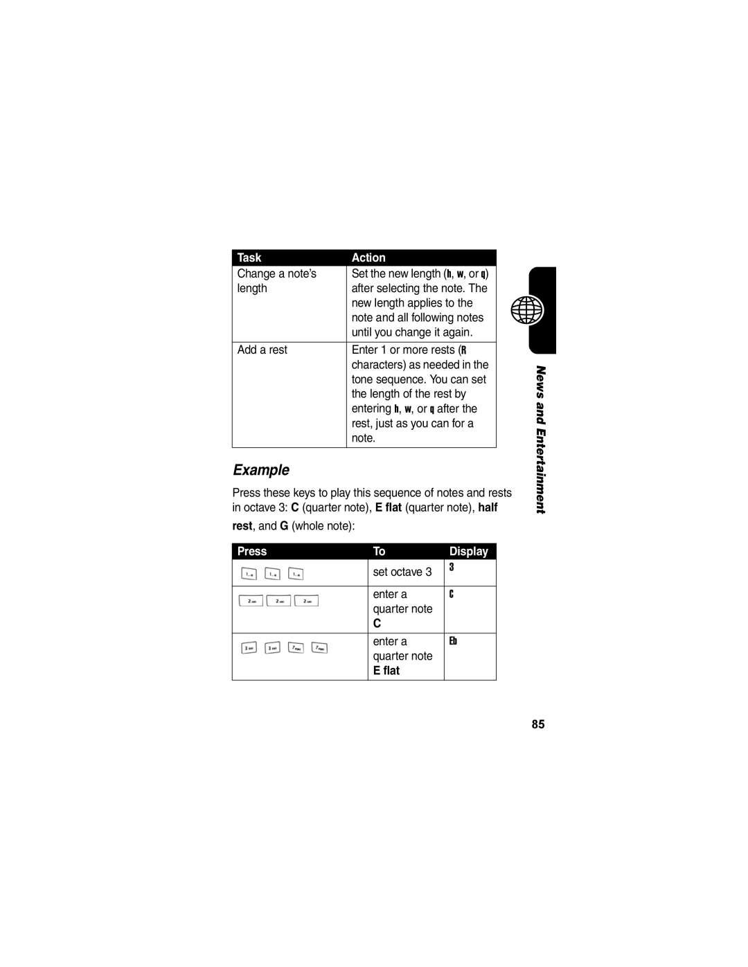 Motorola V170 manual Example, Press Display 