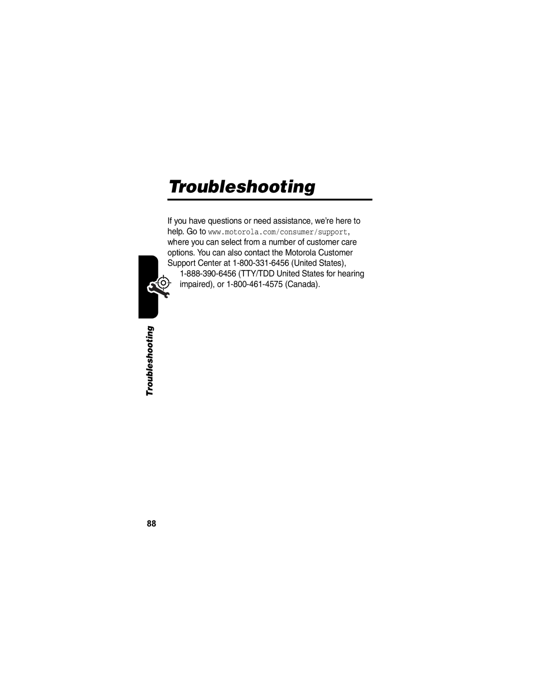 Motorola V170 manual Troubleshooting 