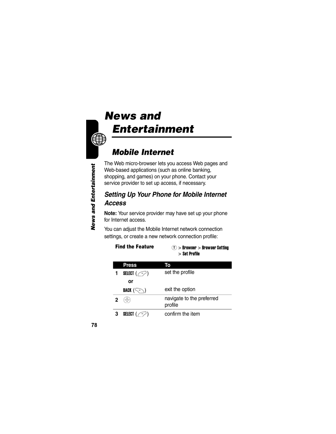 Motorola V171 manual News Entertainment, Setting Up Your Phone for Mobile Internet Access 