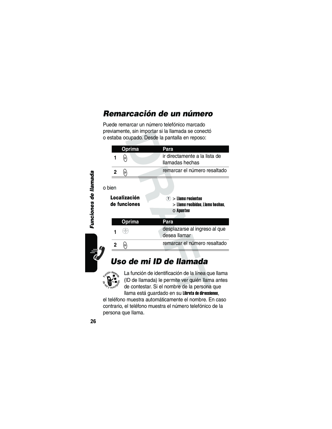 Motorola V173 manual Remarcación de un número, Uso de mi ID de llamada, Bien 