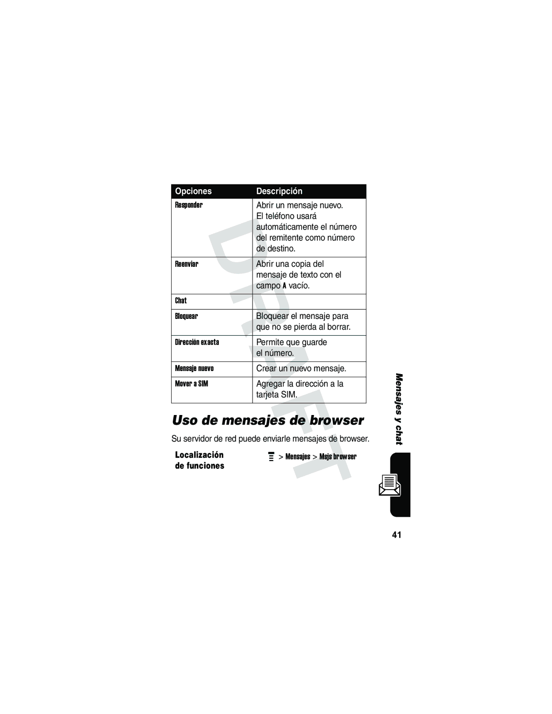 Motorola V173 manual Uso de mensajes de browser 