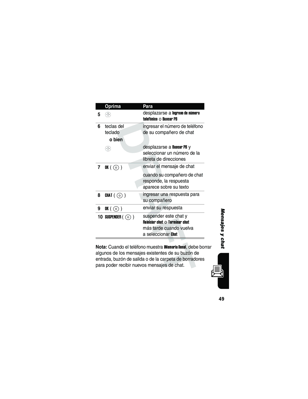 Motorola V173 manual Teclado De su compañero de chat, Desplazarse a Buscar PB y, Seleccionar un número de la, Su compañero 