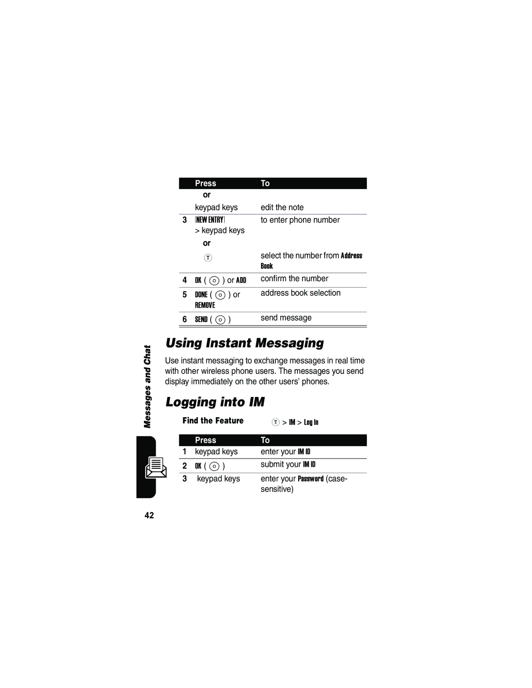 Motorola V173 manual Using Instant Messaging, Logging into IM 