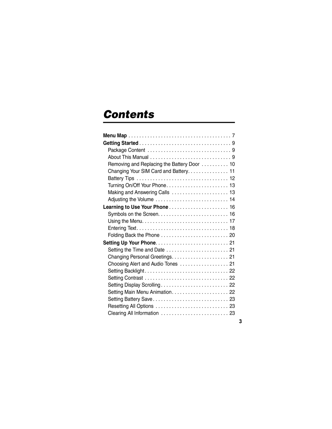 Motorola V173 manual Contents 