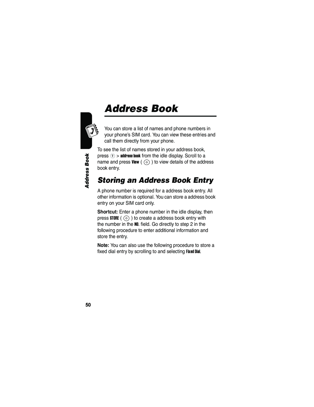 Motorola V173 manual Storing an Address Book Entry 