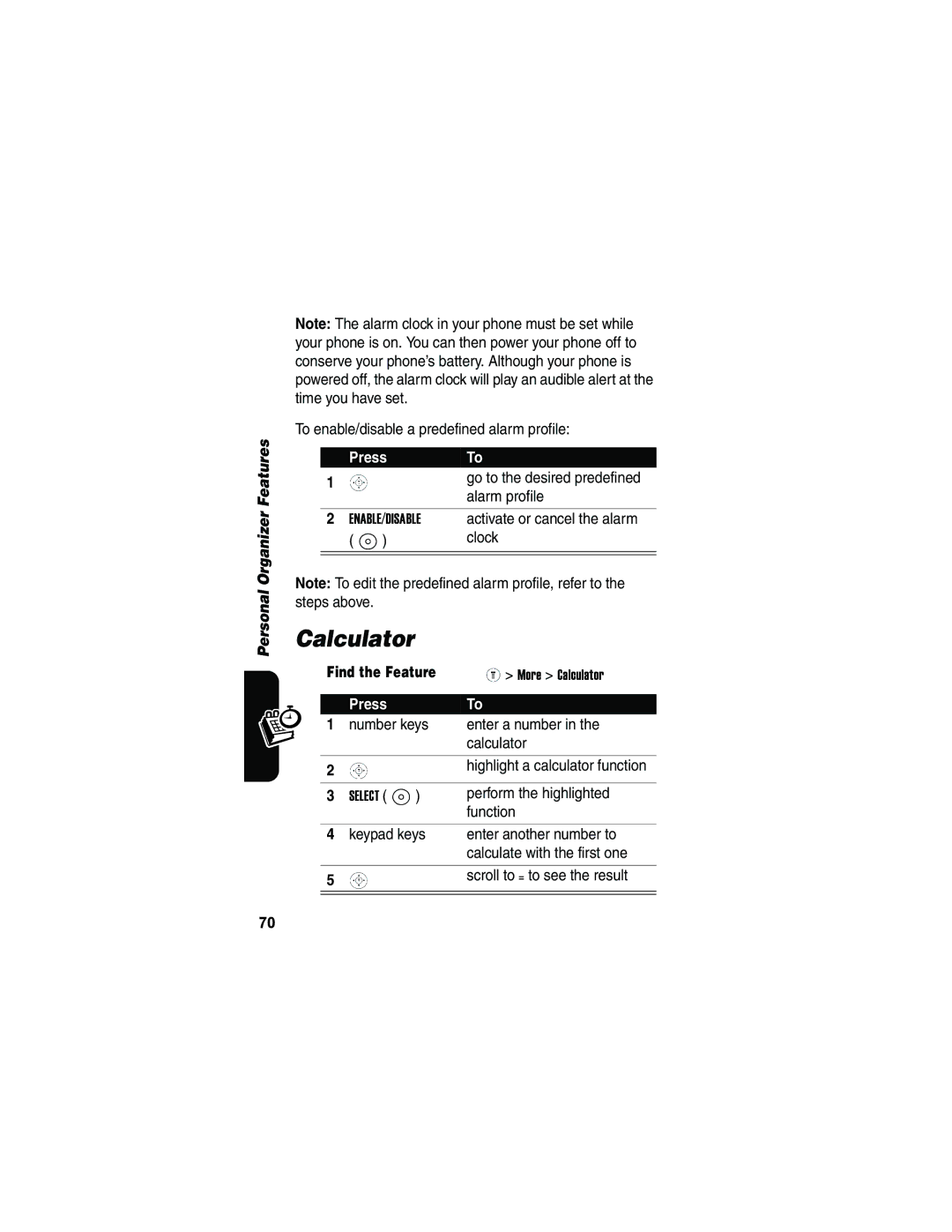 Motorola V173 manual Calculator 