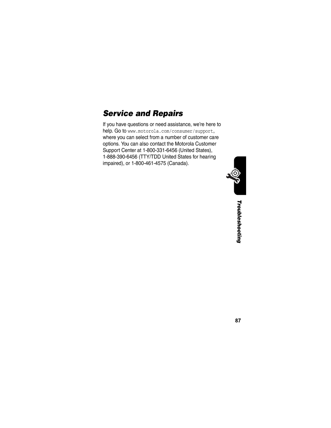 Motorola V173 manual Service and Repairs 