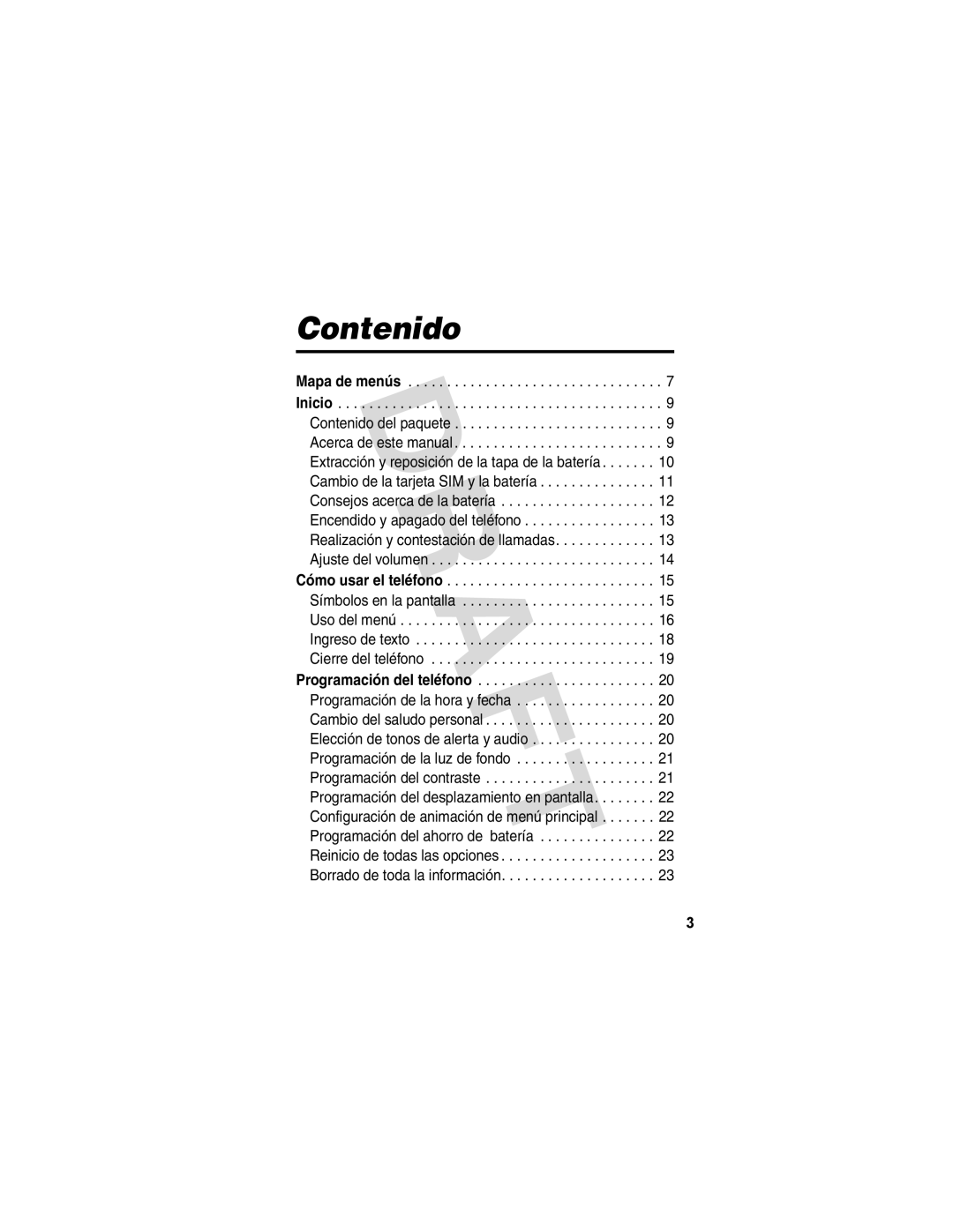 Motorola V173 manual Contenido 