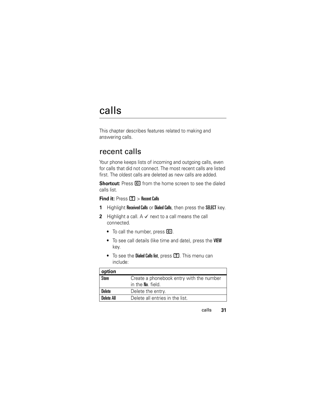 Motorola V176 manual Calls, Recent calls 