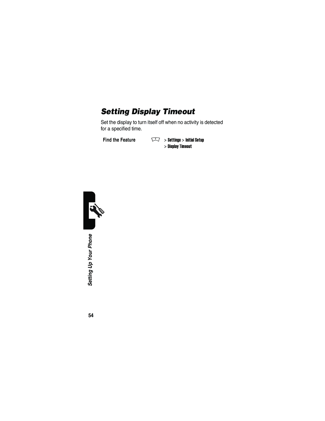 Motorola V180 manual Setting Display Timeout 