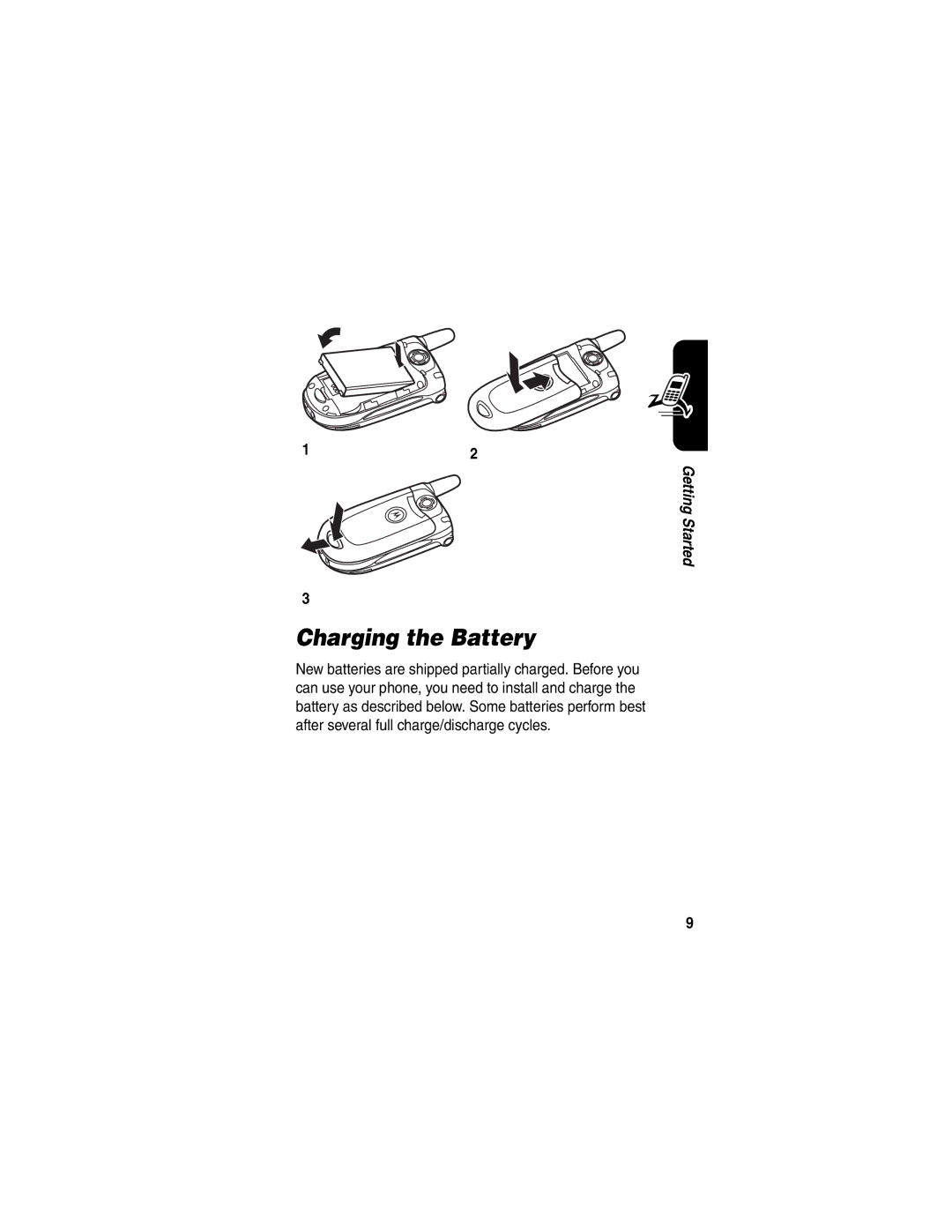 Motorola V188 manual Charging the Battery 