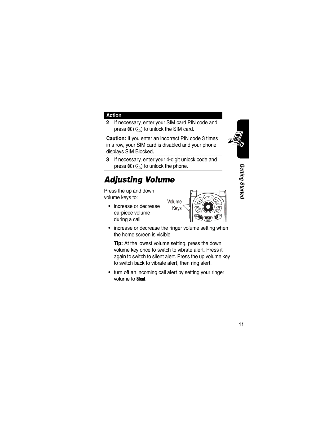 Motorola V188 manual Adjusting Volume 