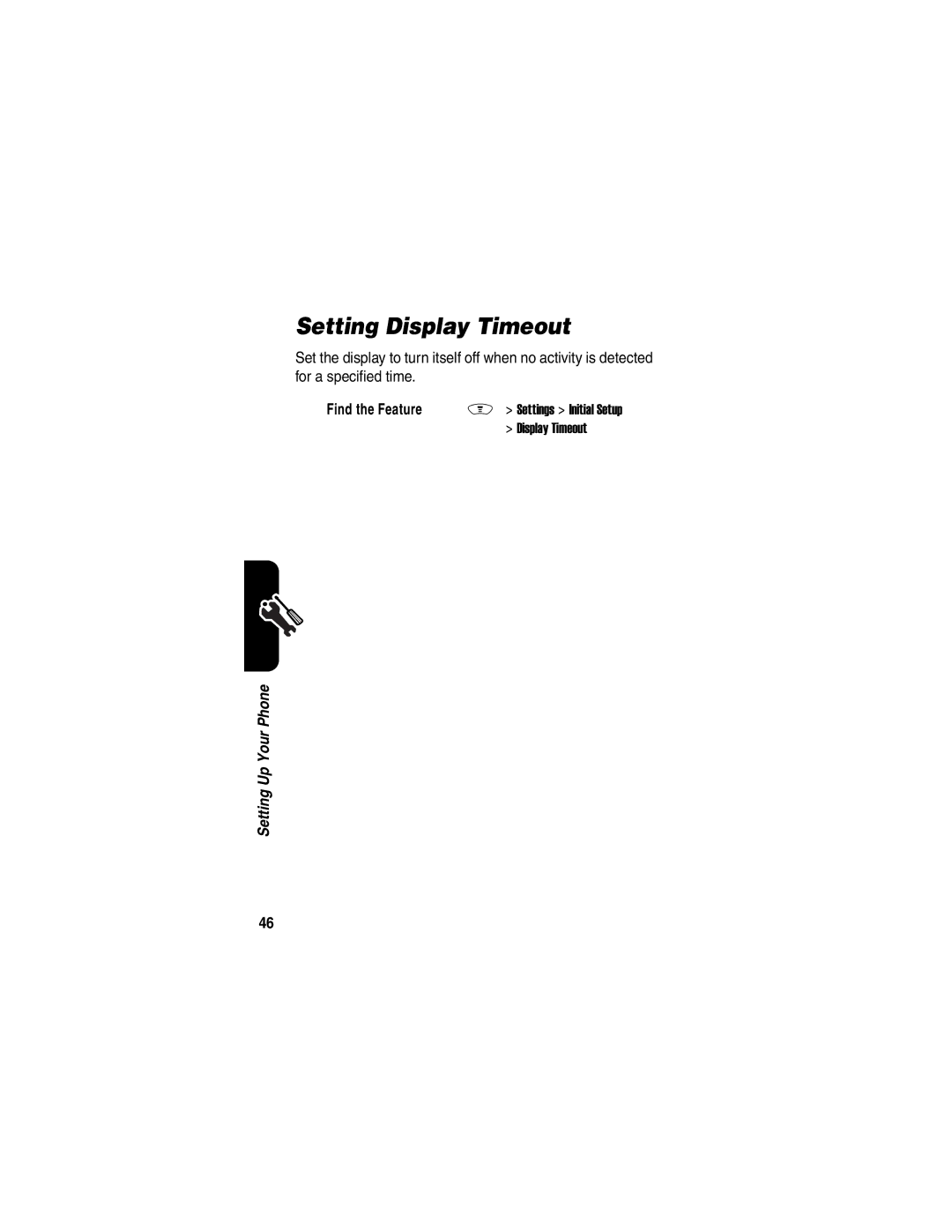 Motorola V188 manual Setting Display Timeout 