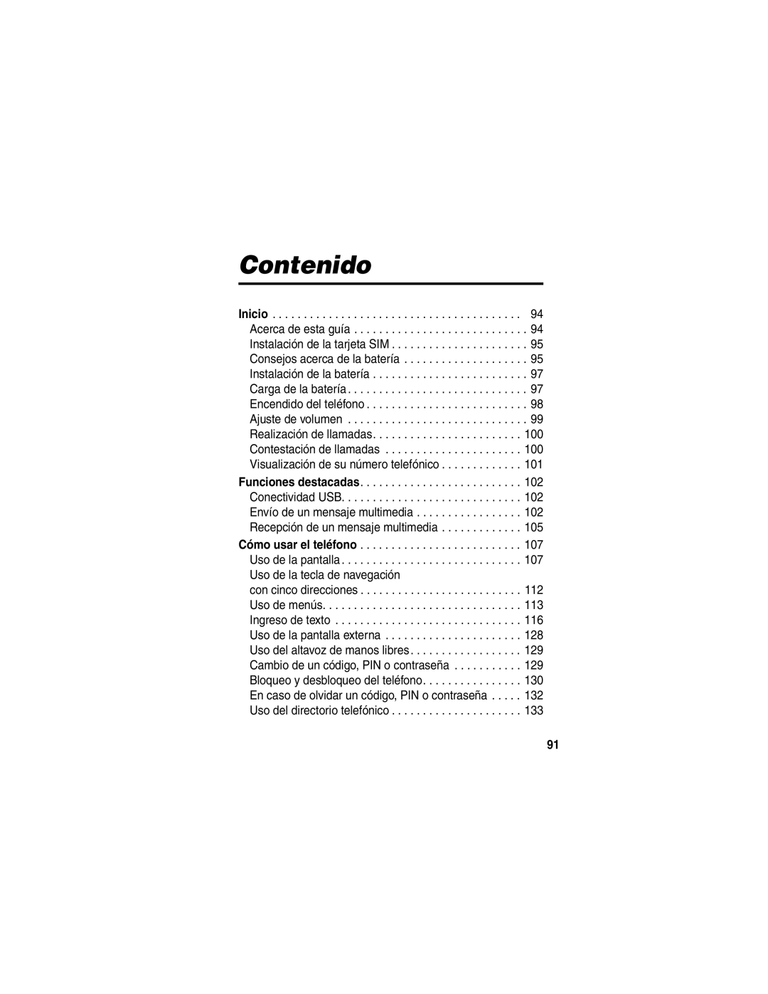 Motorola V188 manual Contenido 