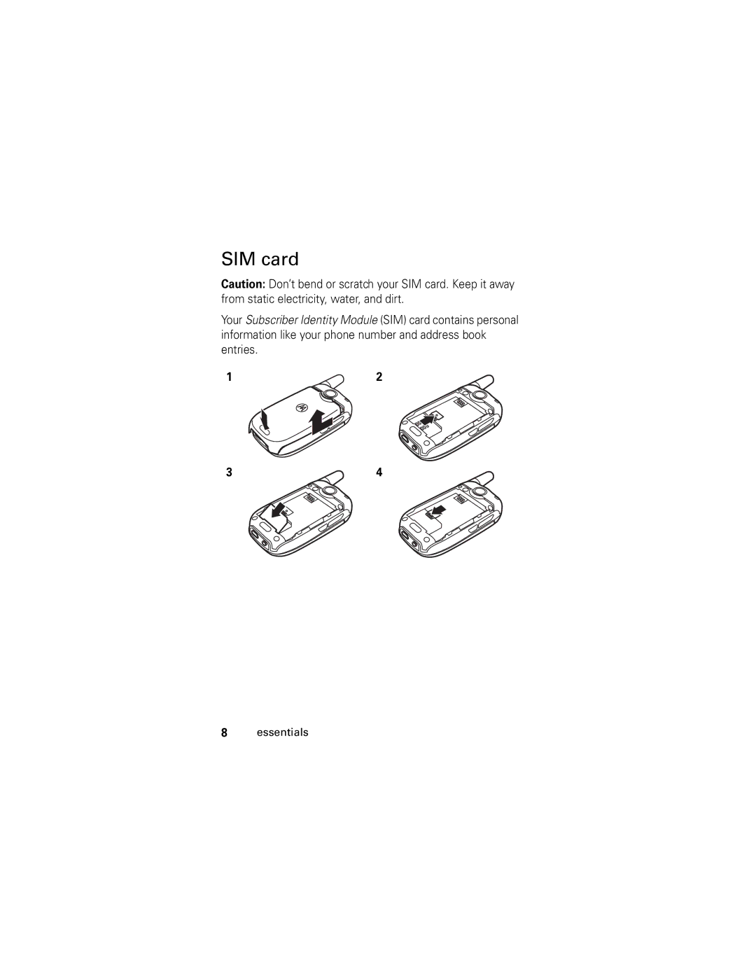 Motorola V190 manual SIM card 