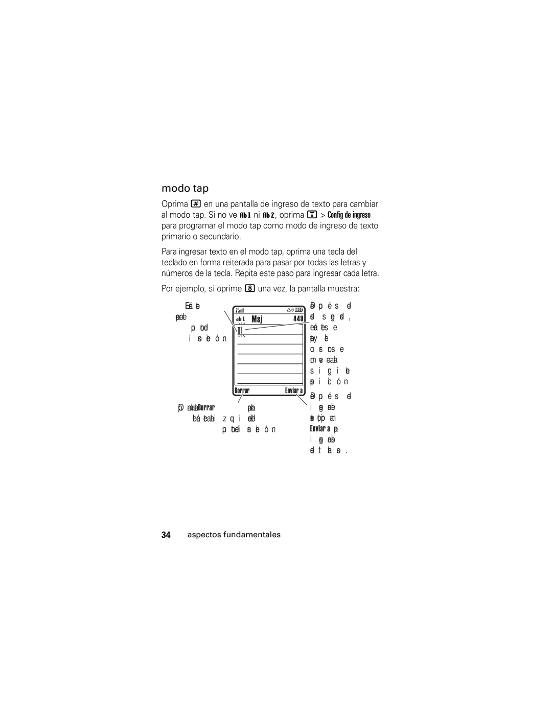 Motorola V190 manual Modo tap, Msj 