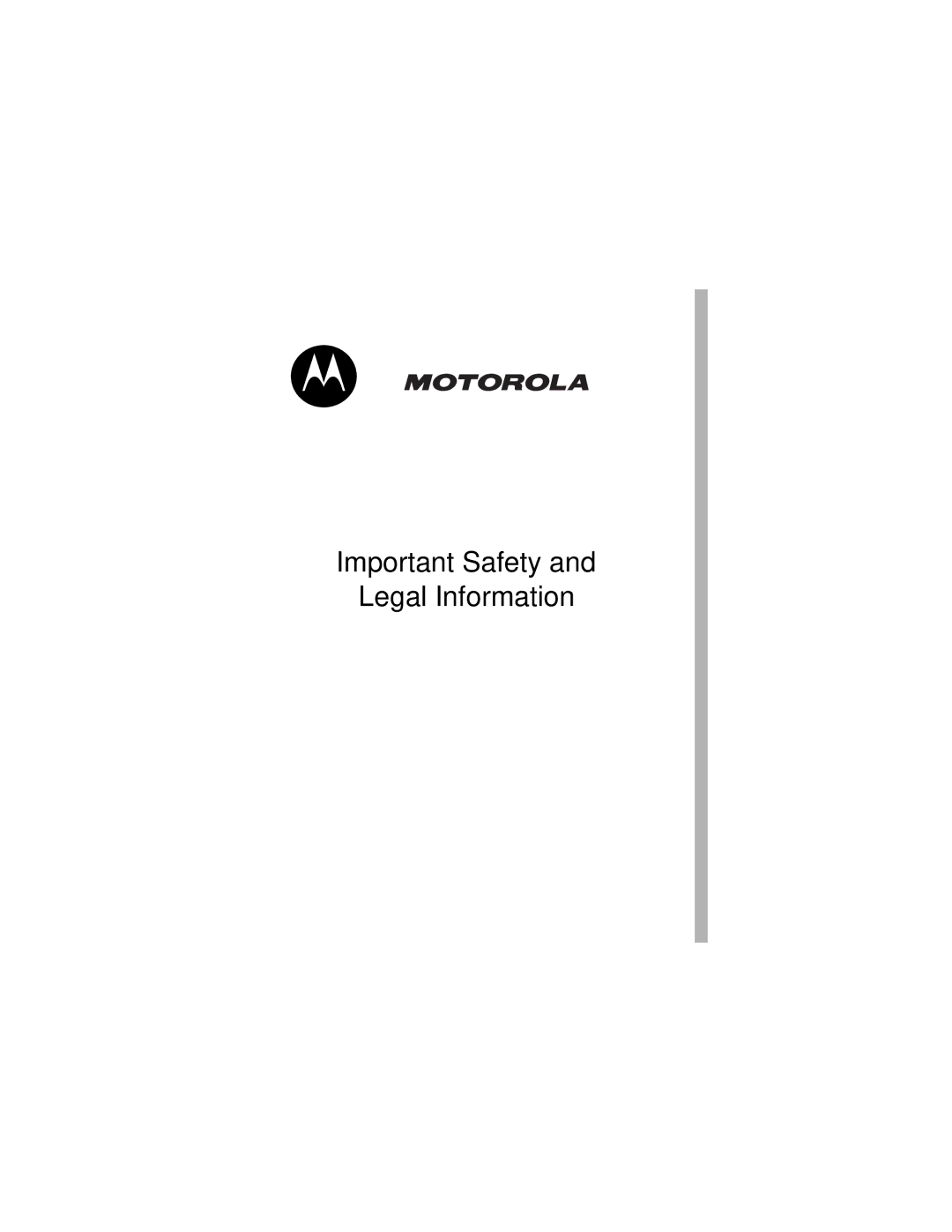 Motorola V190 manual Important Safety Legal Information 