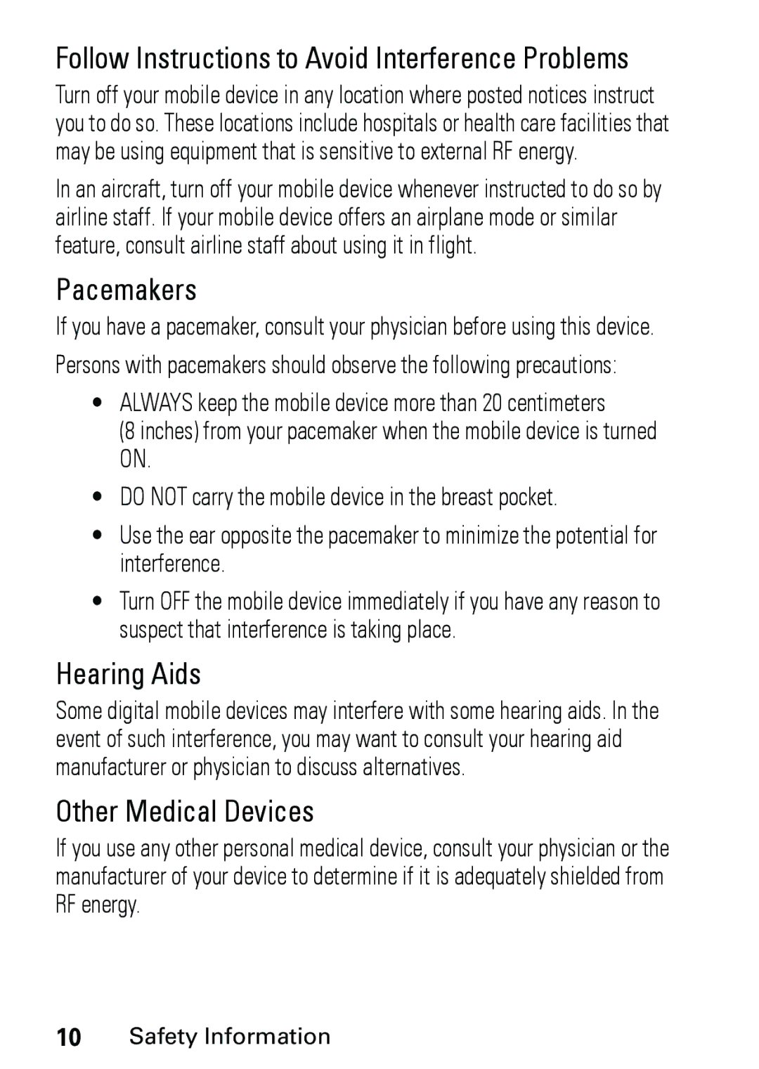 Motorola V191 user manual Follow Instructions to Avoid Interference Problems 