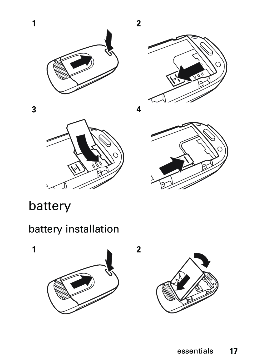 Motorola V191 user manual Battery installation 