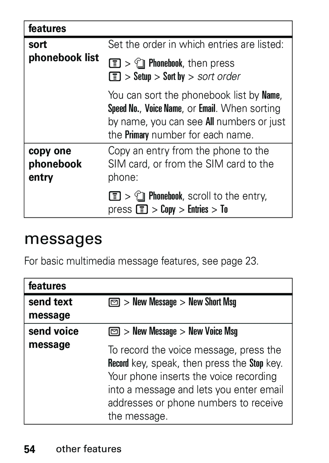 Motorola V191 user manual Messages 