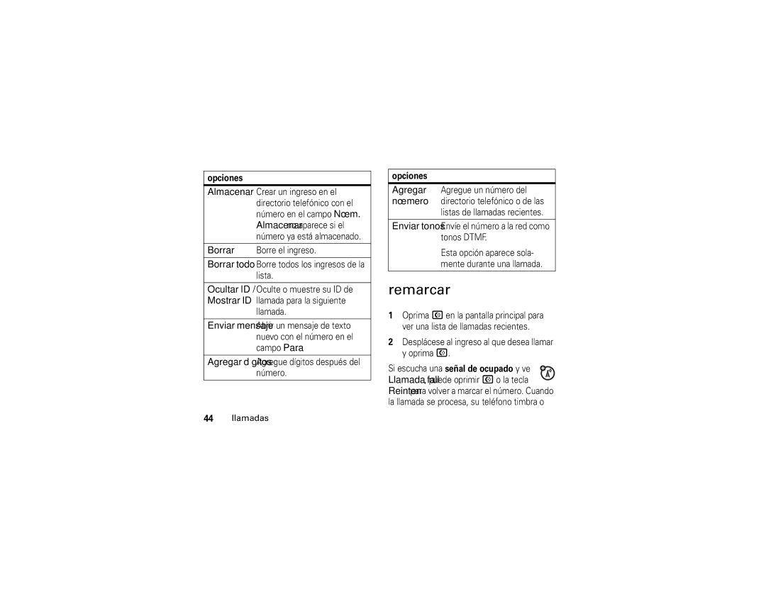 Motorola V195 manual Remarcar, Borrar 