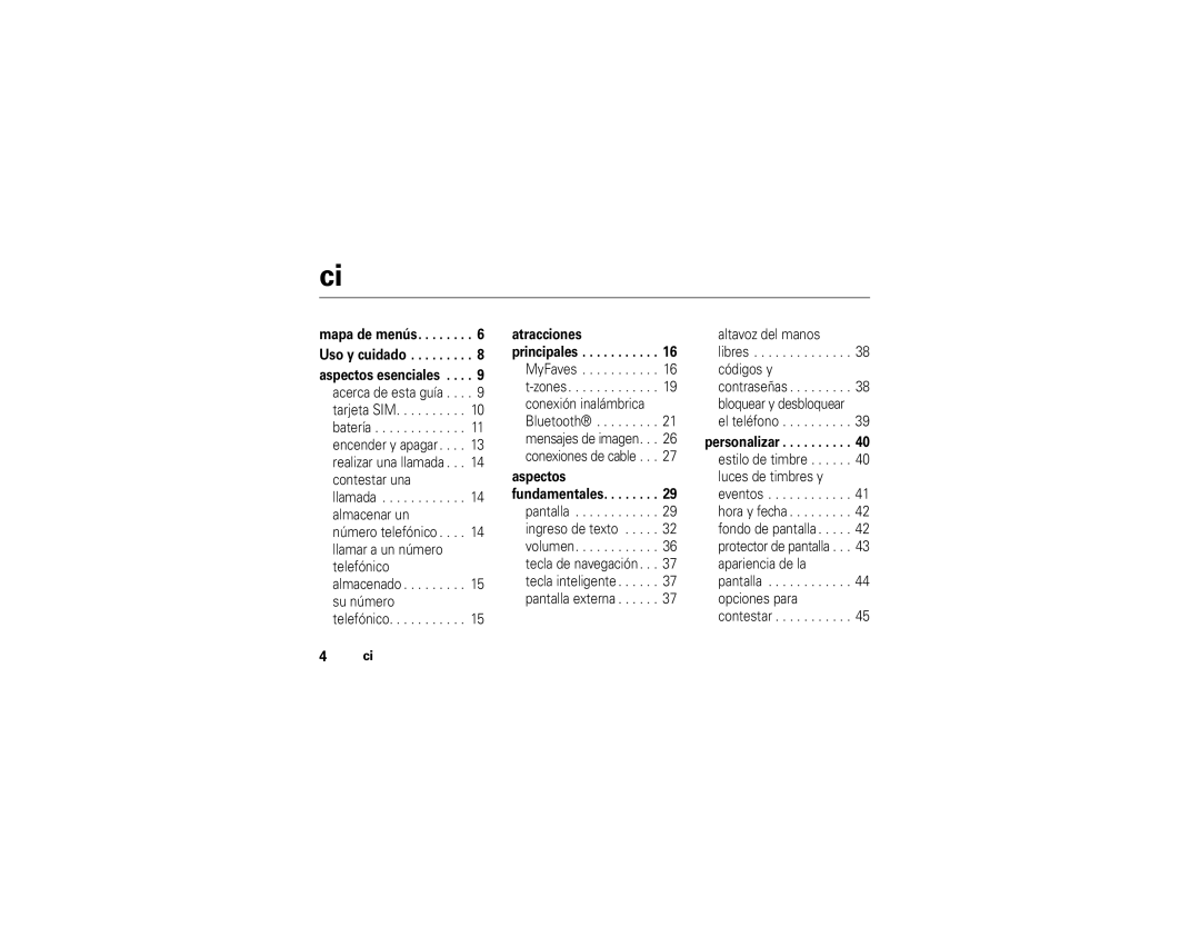 Motorola V195s manual Contenido 